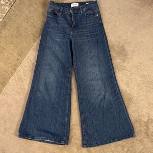 Frame Denim Wide-Leg High-Rise Jeans in Blue Wash Le Palazzo Crop